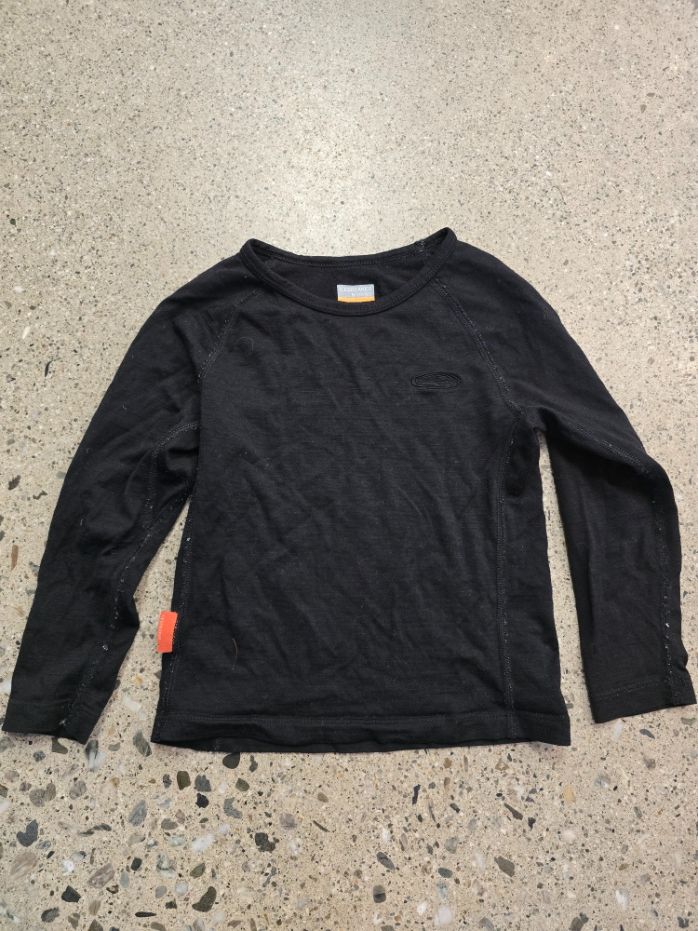 Black Icebreaker Kids LS Merino, 3–4Y