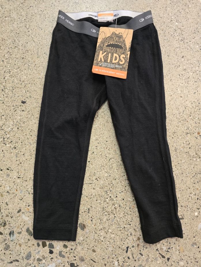 Black Icebreaker Kids merino base layer leggings, 2yrs