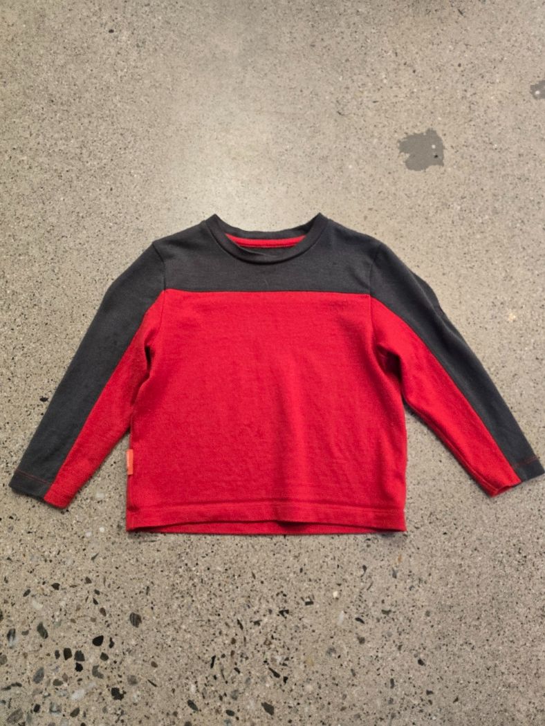 Red/Grey Icebreaker Kids Merino, 3–4Y