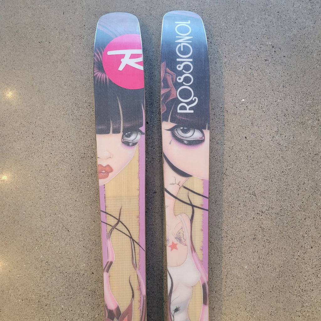 pink / purple floral Rossignol Skis, 178 cm
