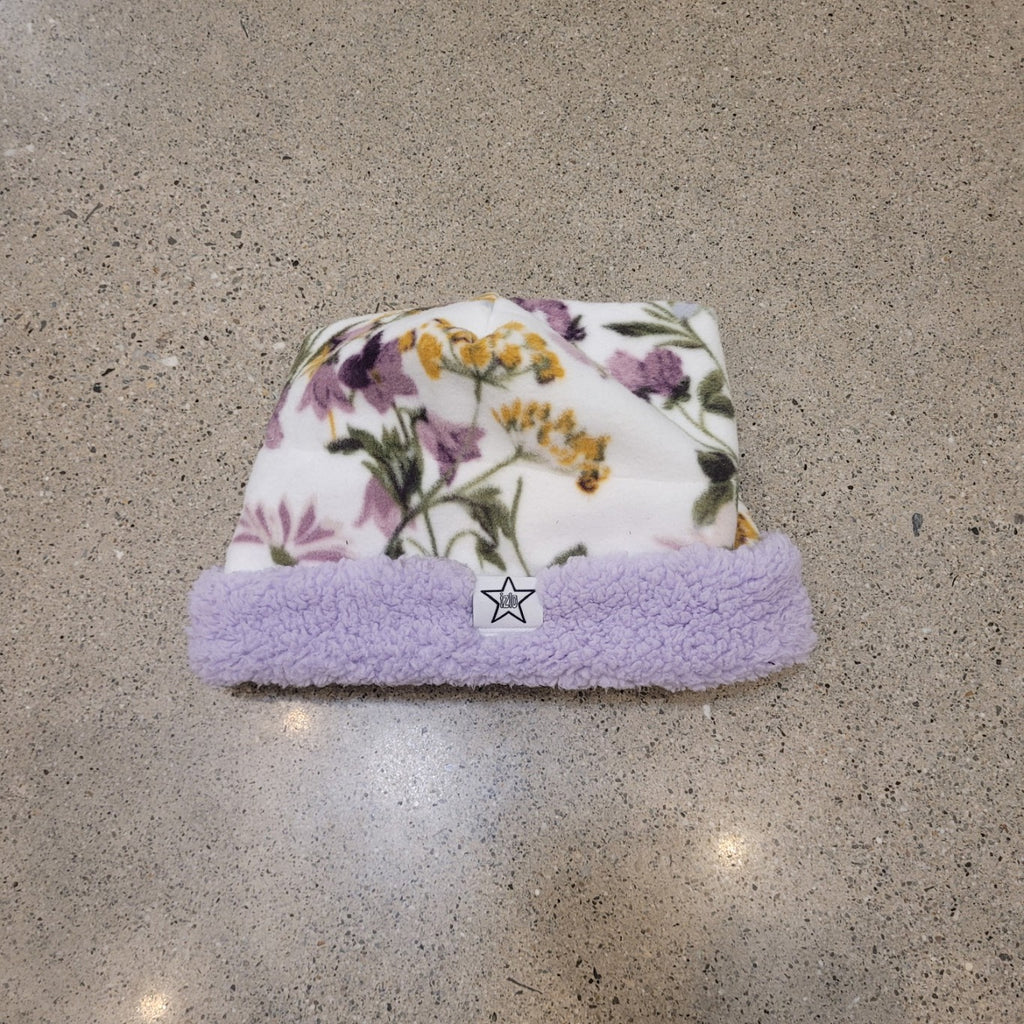 White / Purple / Lavender  Fleece beanie, One size
