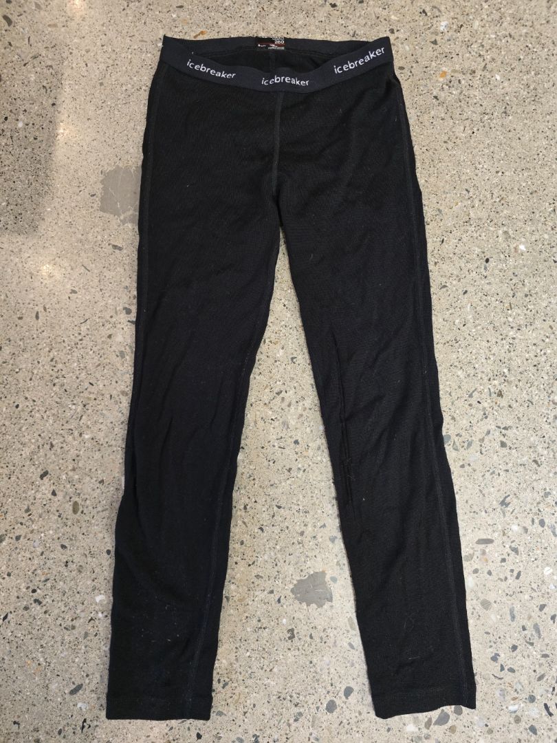 Black Icebreaker Kids merino base layer leggings, 8 years