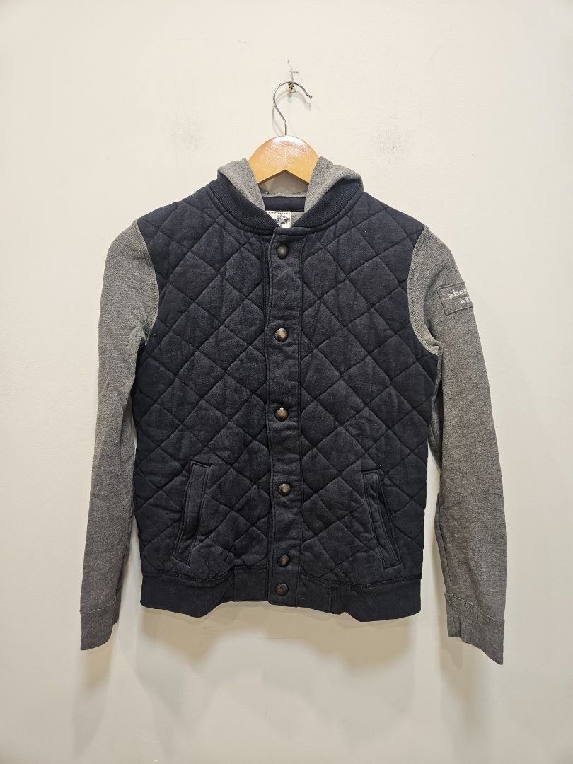 Navy Abercrombie Quilted Hoodie Jacket, Kids L / 14