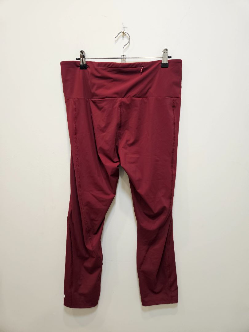 Burgundy Running Bare 3/4 Leggings, AUS 16
