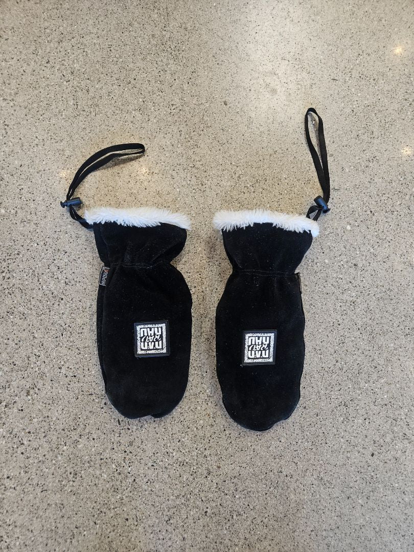Black RAD Faux-Fur Mittens, Medium