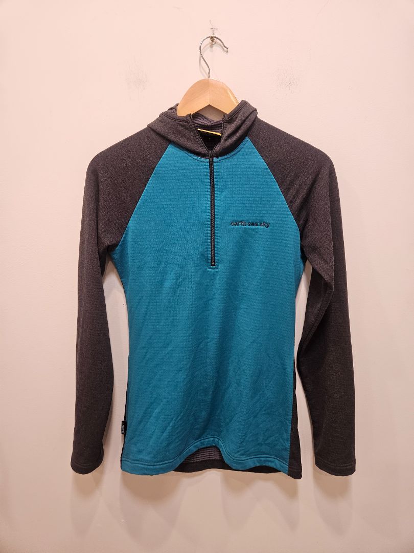 Teal Earth Sea Sky First Layer Hoodie, Women's 8 / Small