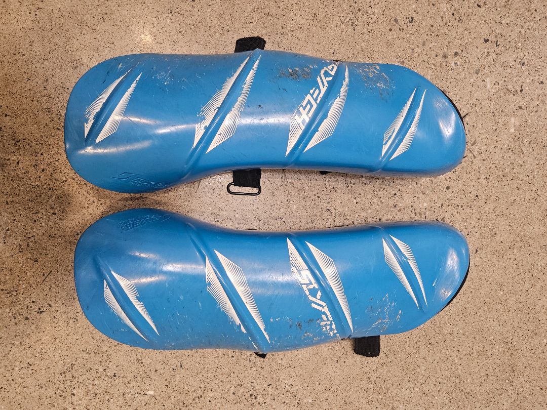 Blue Slytech Shin Guards, Adjustable