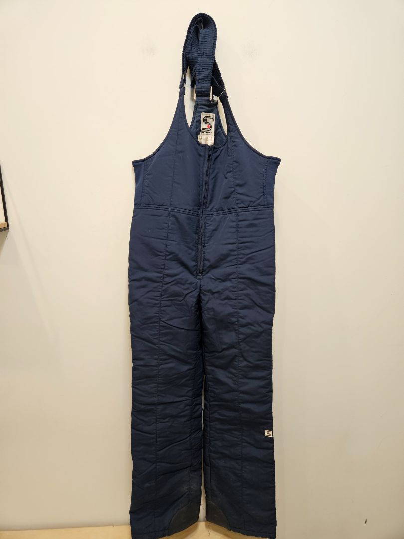 Navy S Sport Vintage Ski Bib Pants, M