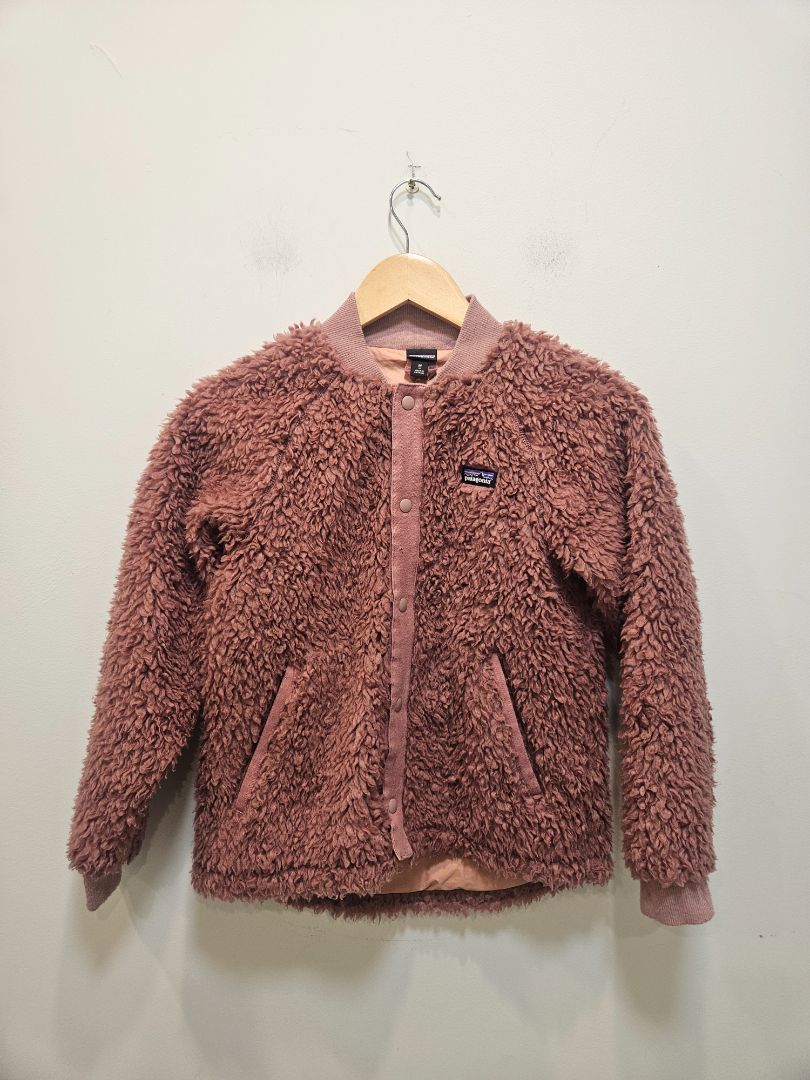 Dusty Pink Patagonia Fleece Bomber Jacket, M / 10