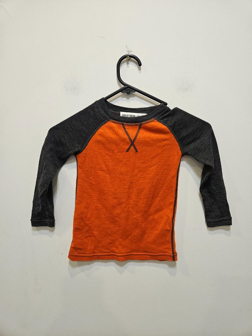 Orange North South Merino Merino Long Sleeve Top, 3 YRS