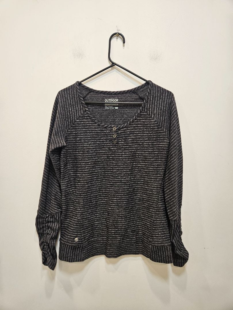 Black Outdoor Research Long Sleeve Henley Top, M