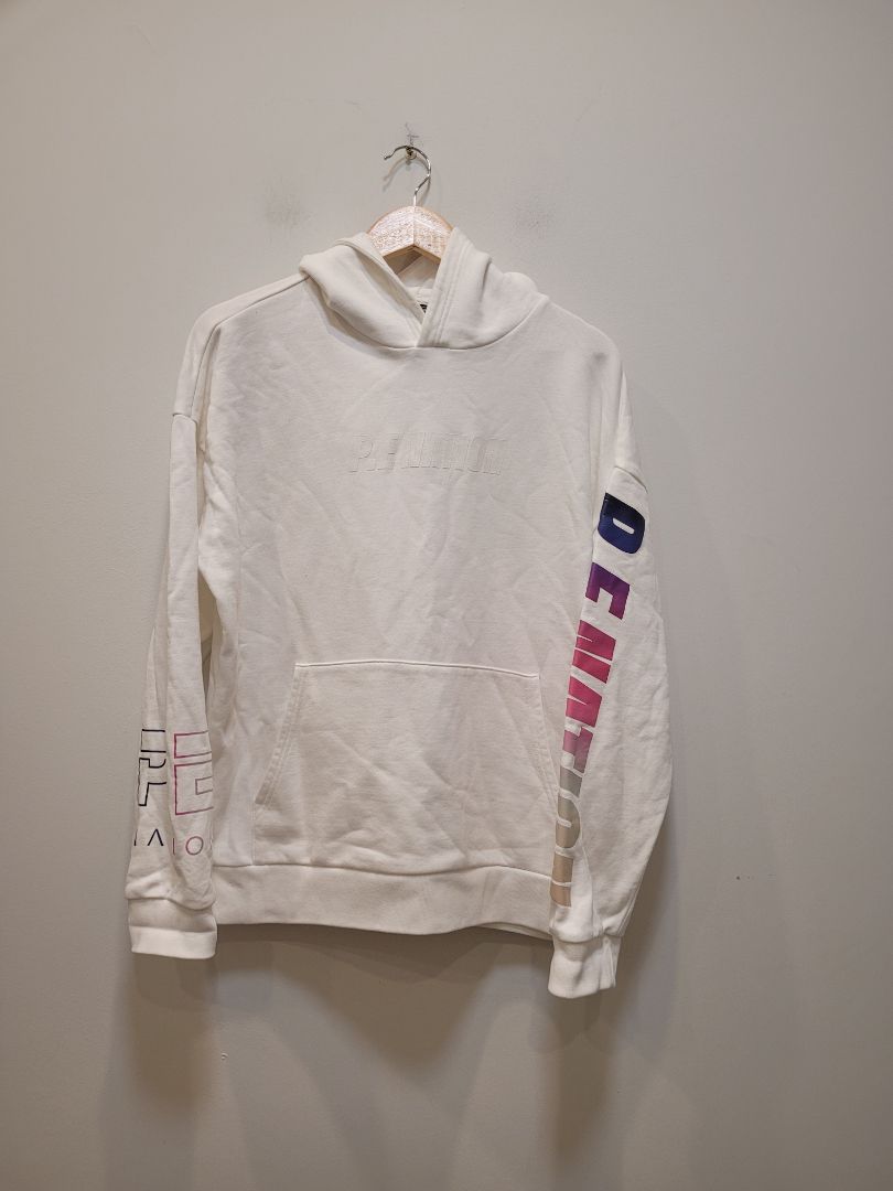 White P.E Nation Logo Hoodie, L