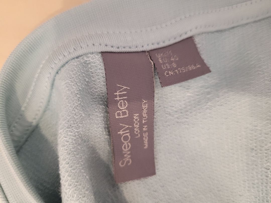 Pale Blue Sweaty Betty After Class Longline Sweatshirt, M