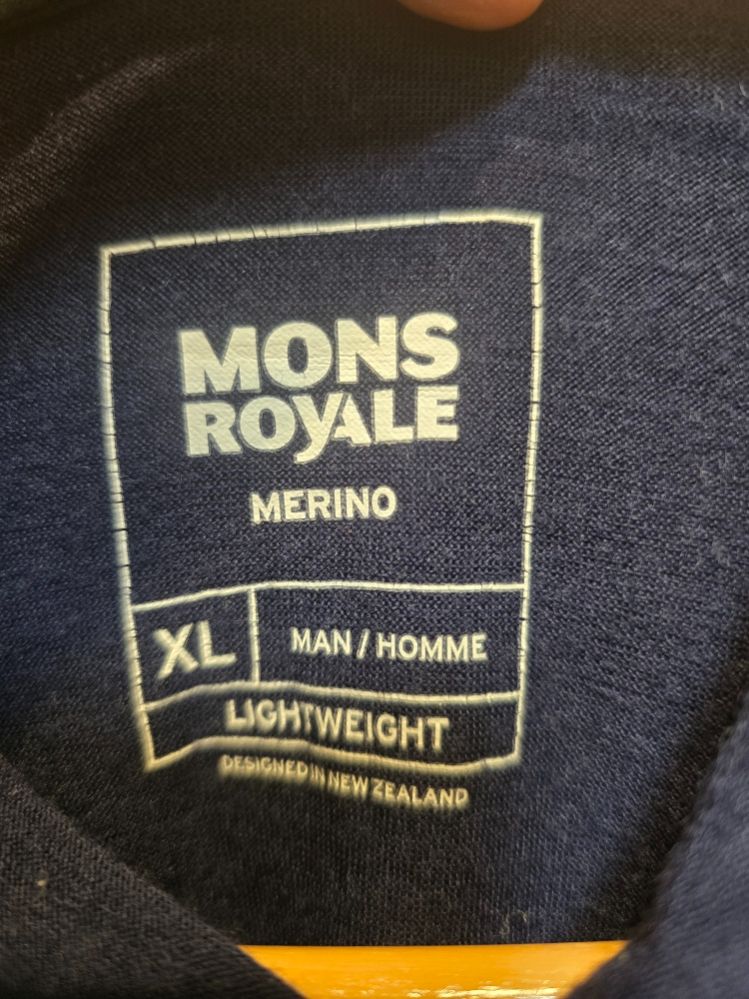 Grey/Blue Mons Royale Men's Long Sleeve Hood, XL