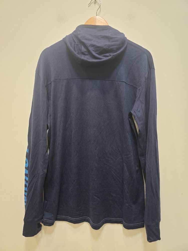 Grey/Blue Mons Royale Men's Long Sleeve Hood, XL