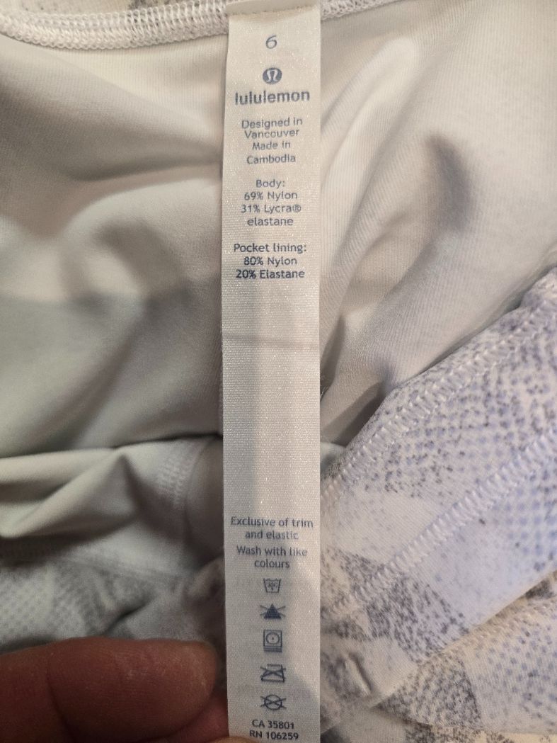 White / Grey Lululemon Women's Leggings, US 6