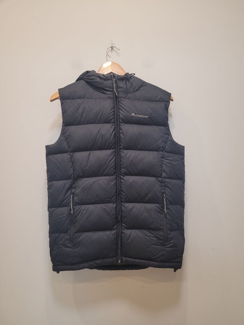 Black Macpac Halo Hooded Vest, Men's XS