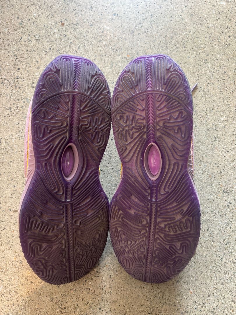 Purple/Yellow Nike Basketball Shoes, US 6.5Y / EU 39