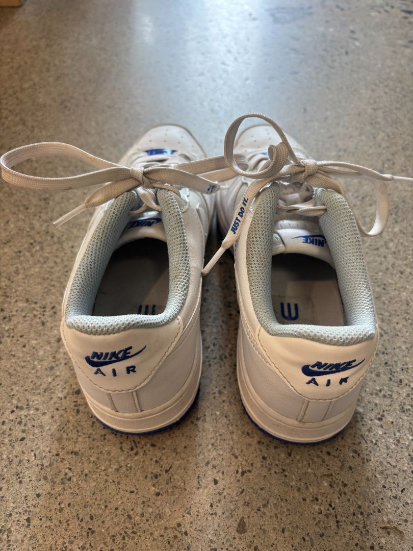 White/Blue Nike Air Force 1, US 5.5Y / EU 38