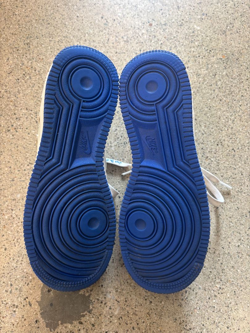 White/Blue Nike Air Force 1, US 5.5Y / EU 38