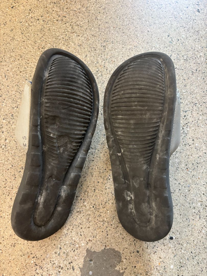 Grey/Black/Blue Nike Benassi Slides, Approx. US 9–10