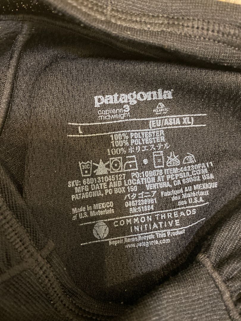 Black Patagonia Capilene Midweight Top, L