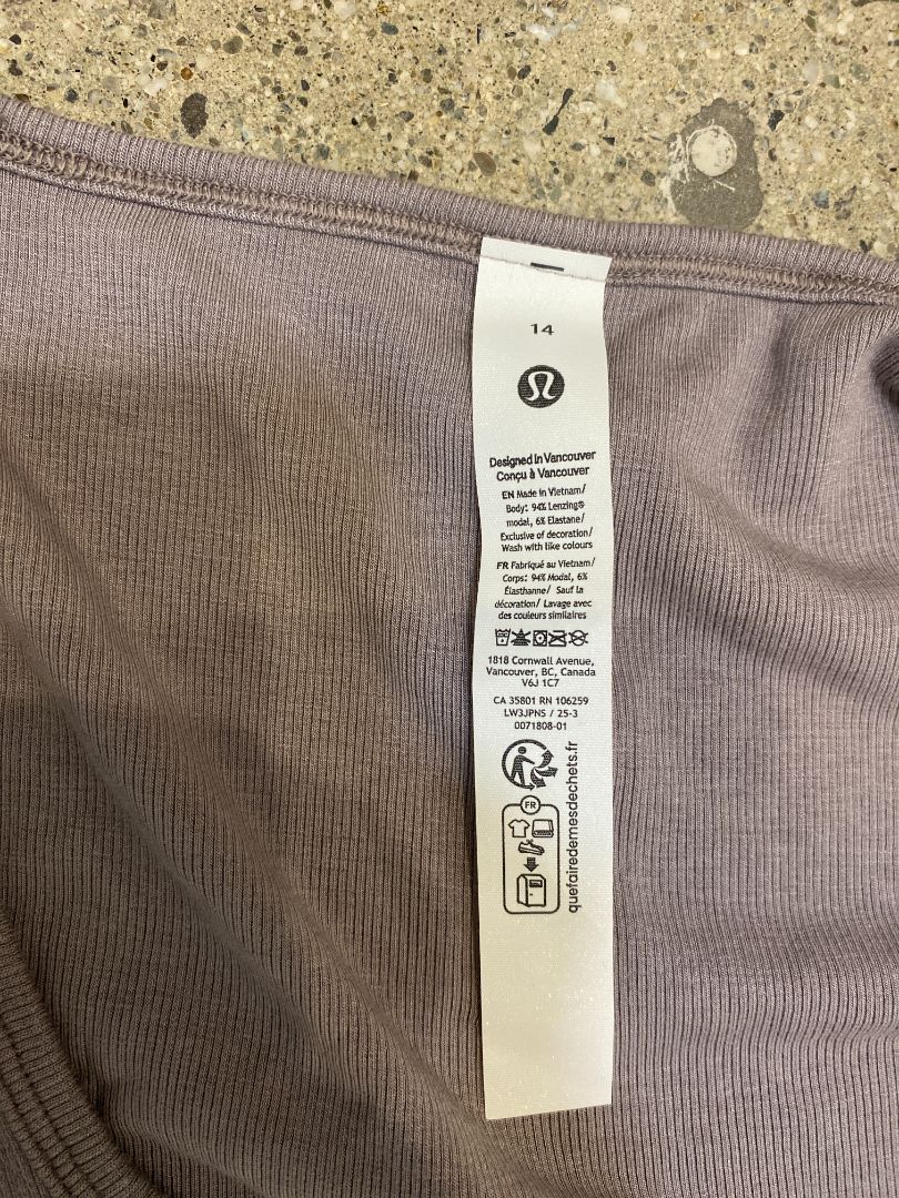 Taupe Lululemon Hold Tight Sweetheart Tee, 14