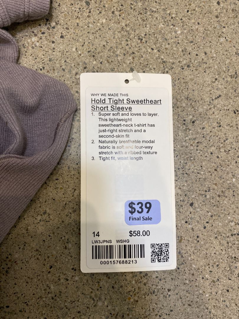 Taupe Lululemon Hold Tight Sweetheart Tee, 14