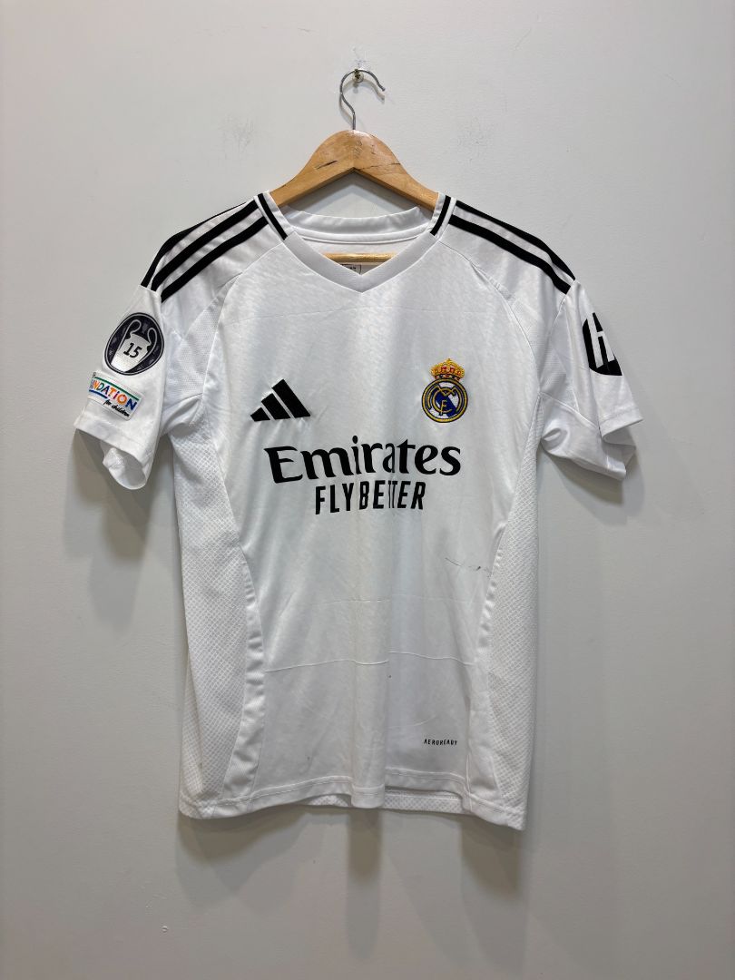 White Adidas Real Madrid Mbappé #9 home jersey, S