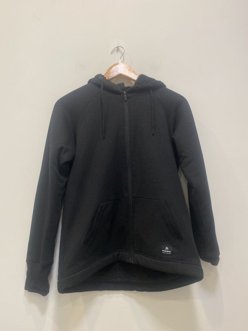 Black Macpac Hooded fleece jacket, 10