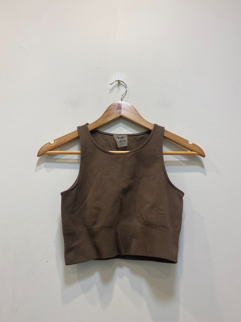 Brown Aim’n Ribbed crop top, S