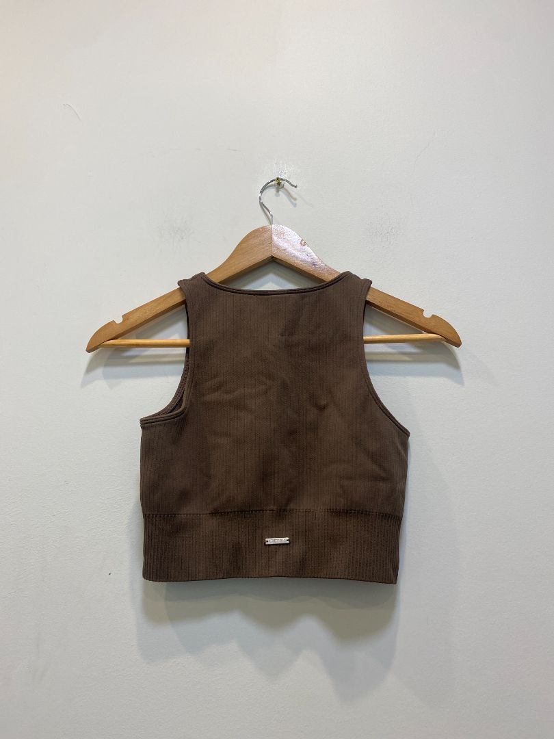 Brown Aim’n Ribbed crop top, S