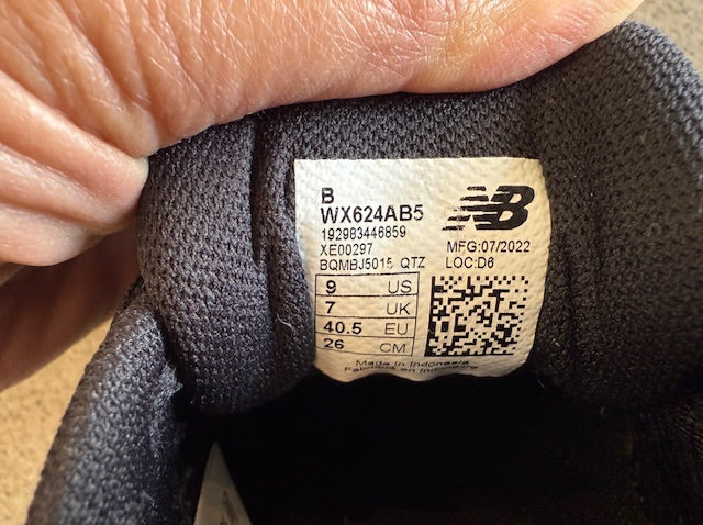 Black New Balance 624v5 Running shoes, US 9 / UK 7 / EU 40.5
