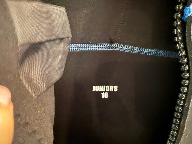 Black/Blue Bezel Full wetsuit, Juniors 16