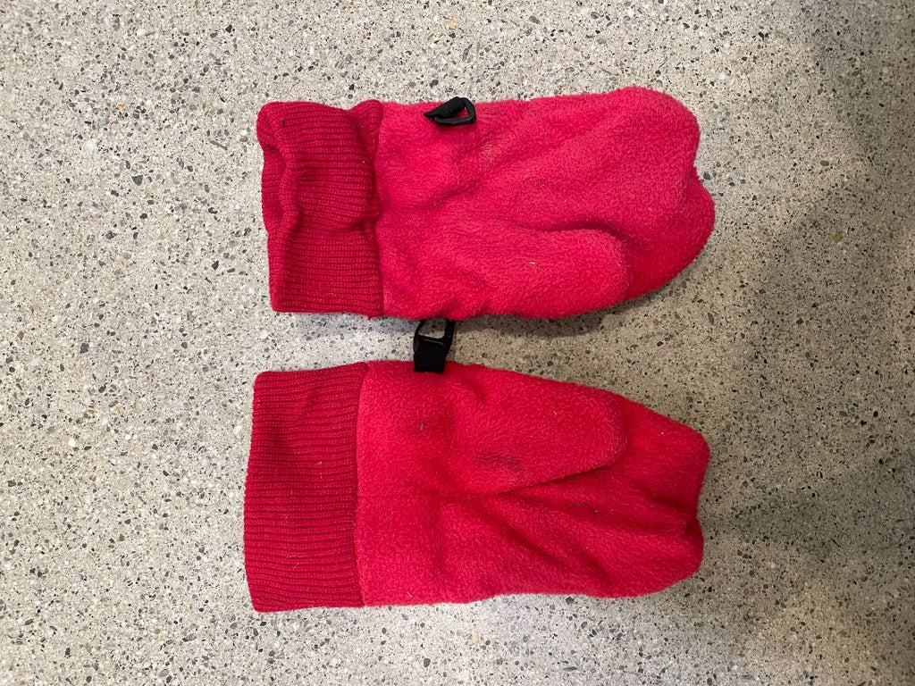 Red Macpac Fleece Mittens, Kids