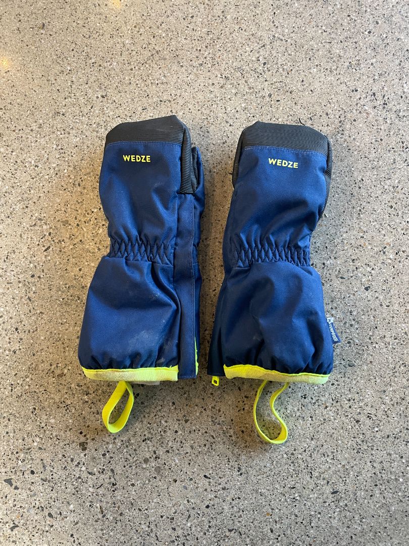 Navy Wedze Kids Ski Mittens, 5-6 years
