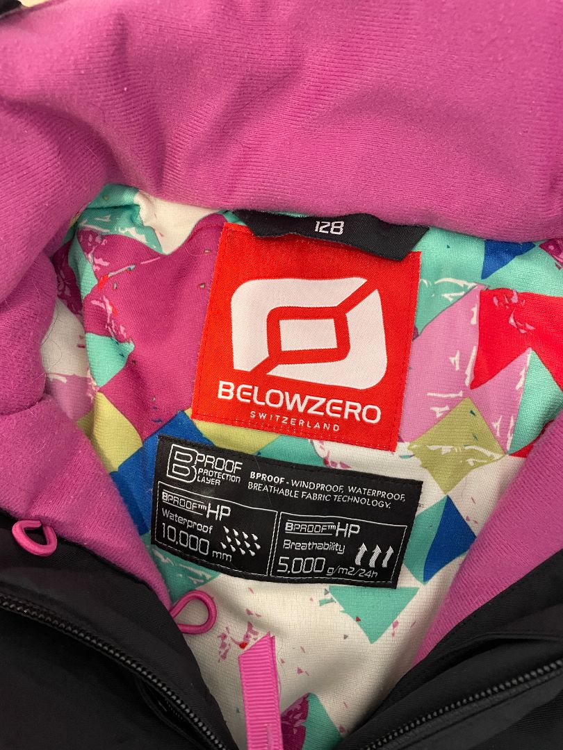 Black Belowzero Kids Ski Jacket, 128 / approx. age 7-8