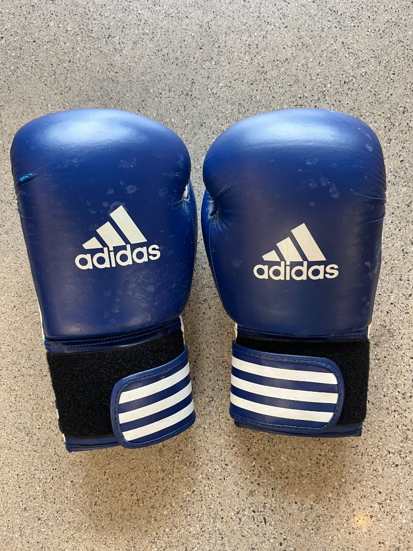 Blue/White Adidas Boxing Gloves, 16oz