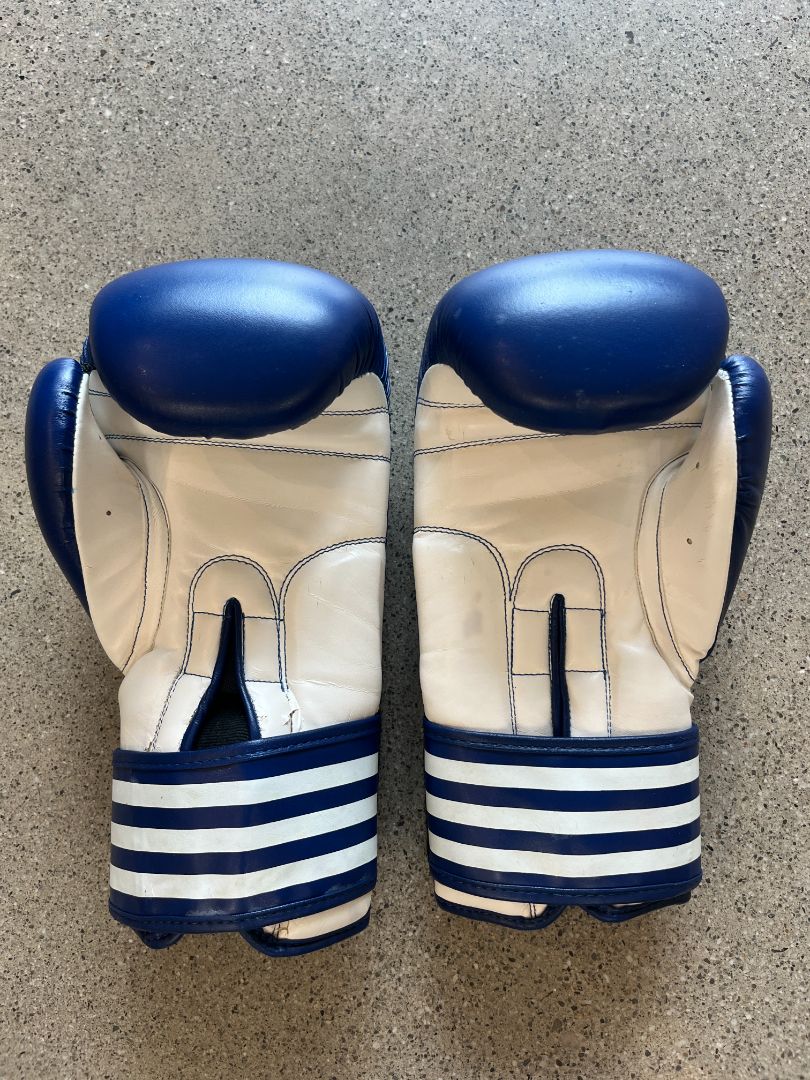 Blue/White Adidas Boxing Gloves, 16oz