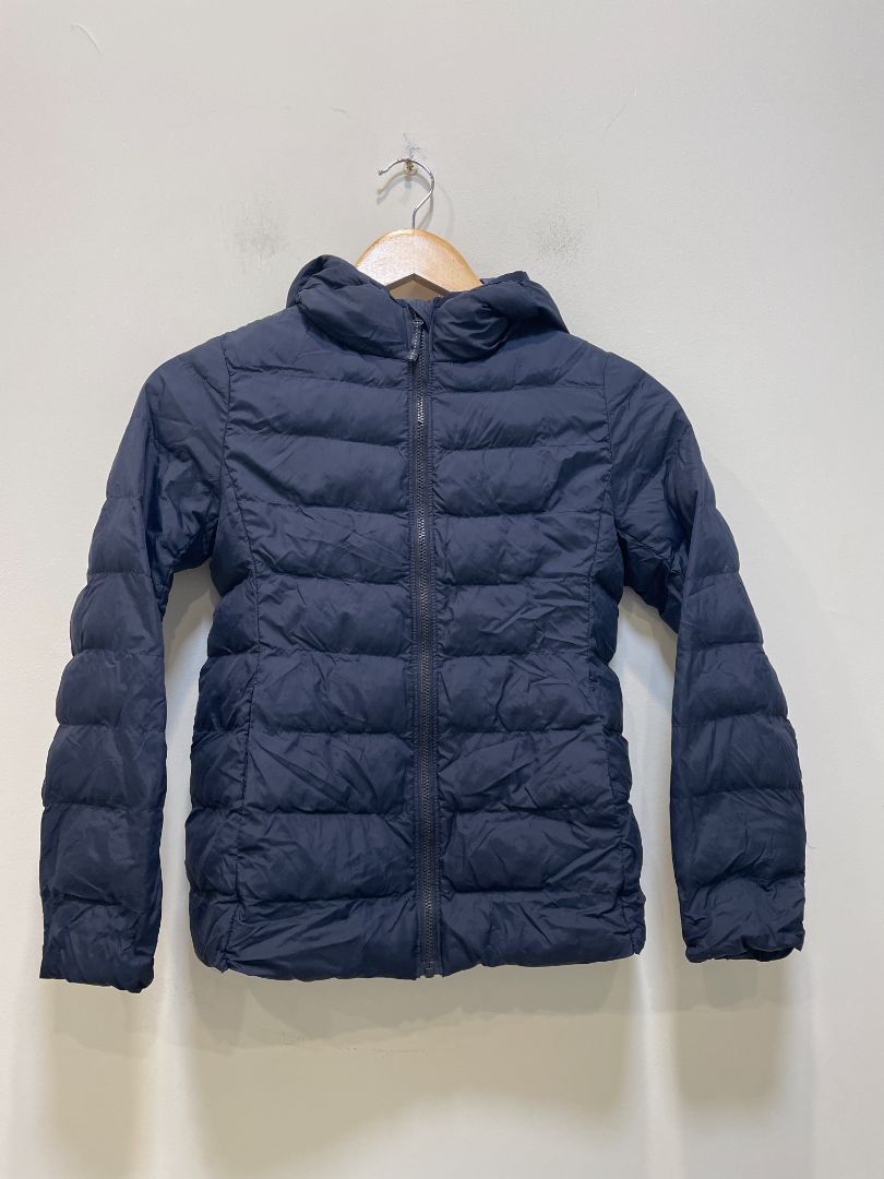 Navy Uniqlo Hooded down jacket, 140