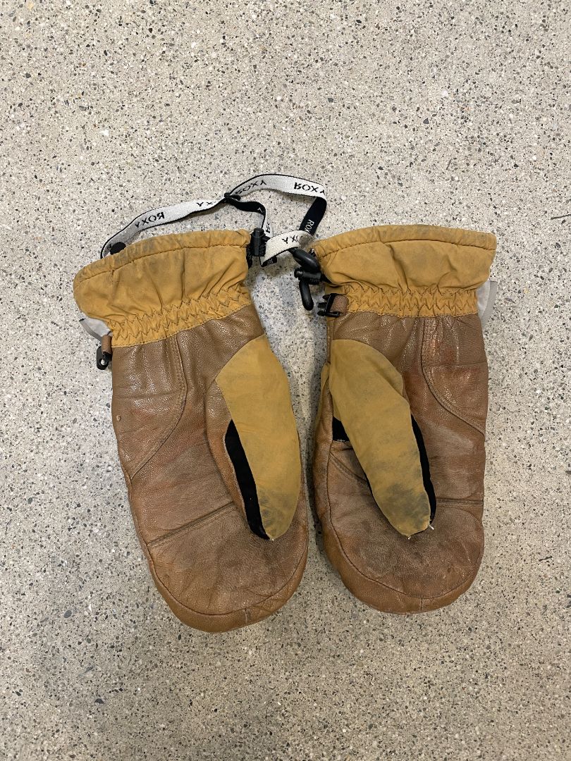 Tan/Brown Roxy Youth Snow Mitts, Youth L / Small adult fit