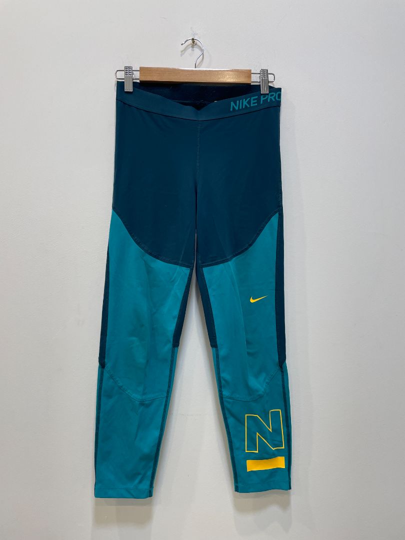 Teal Nike Thermal Training Tights, M / 75 cm waist - stretched waistband