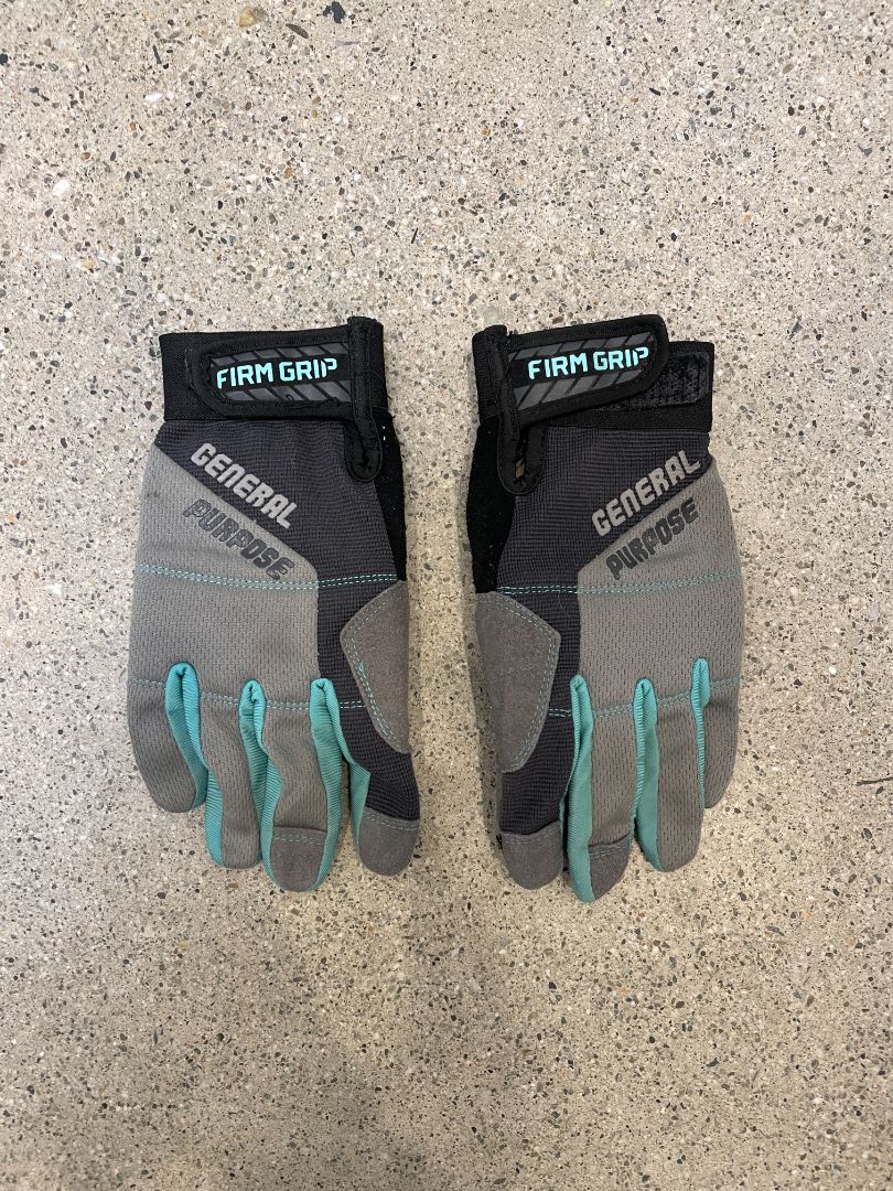 Grey/Teal Firm Grip Utility Gloves, Women’s M