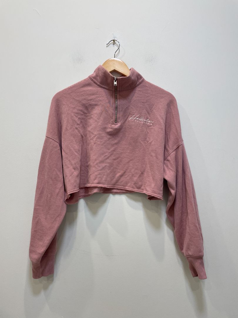 Pink Hollister Cropped quarter-zip sweatshirt, XS
