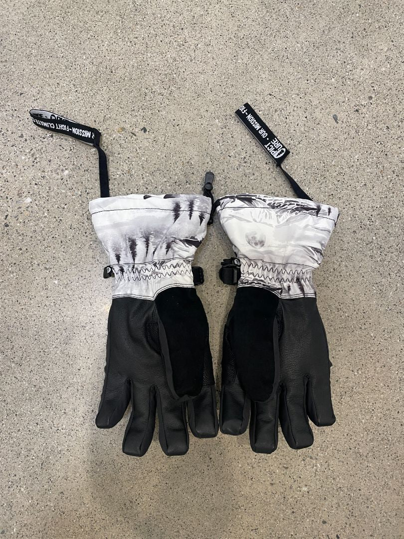 White Picture Ski Gloves, 9 / M