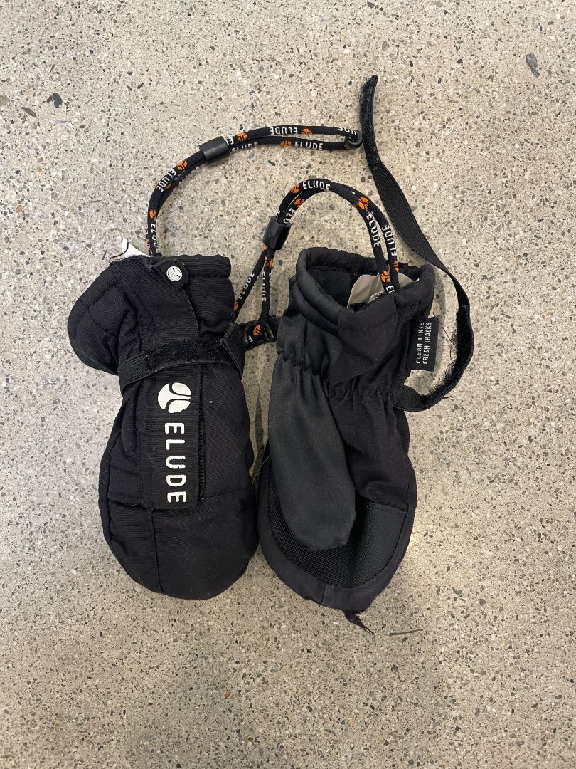 Black Elude Kids Ski Mittens, 2Y