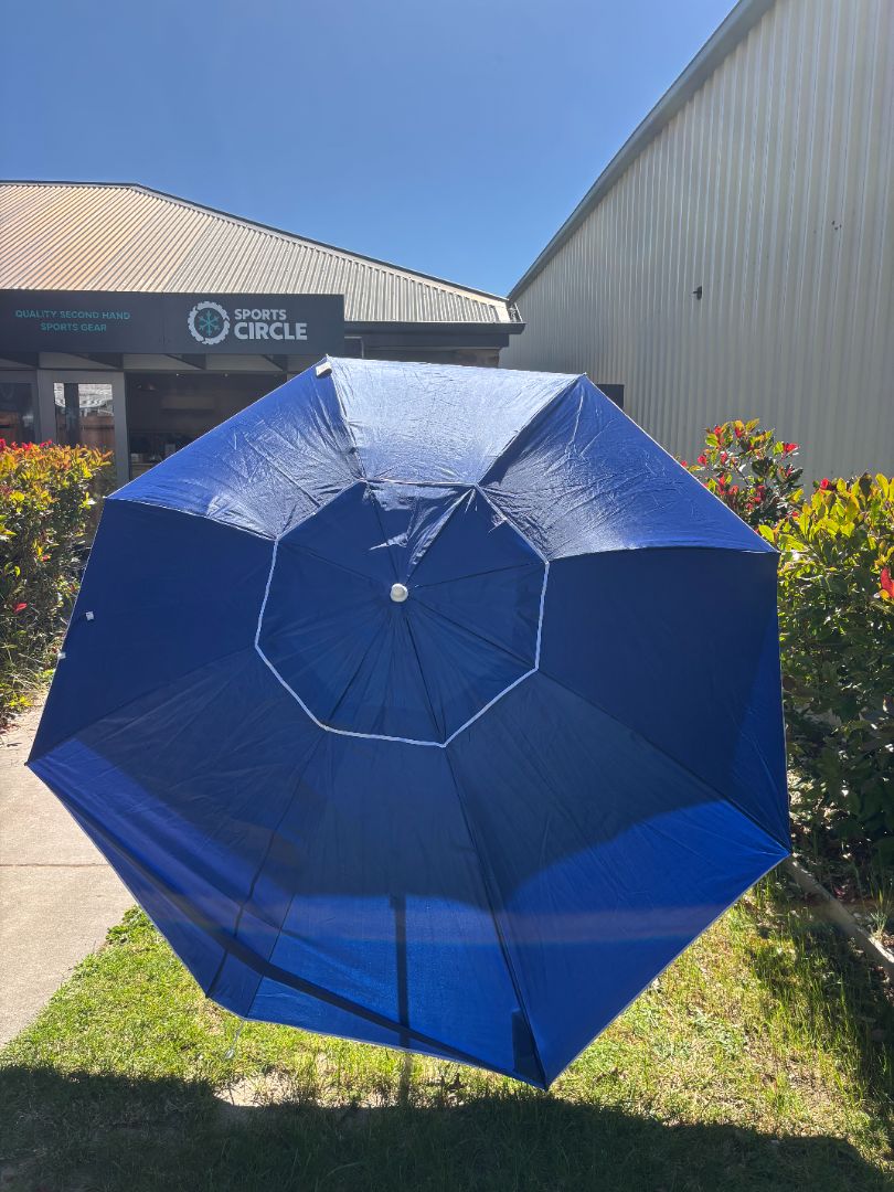 Blue/Silver Max Shade Max Shade UPF 50+ Beach Umbrella, 2m