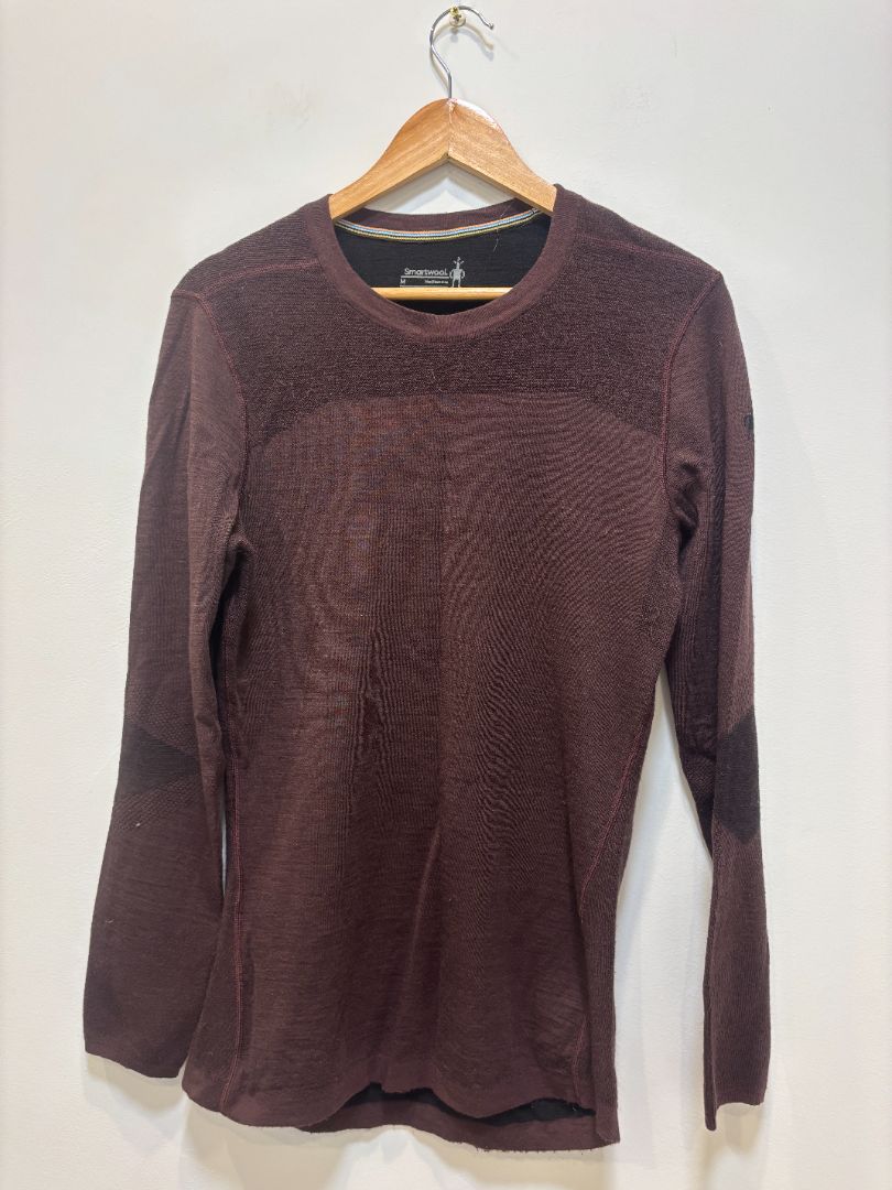 Maroon Smartwool Merino Base Layer Top, Men’s Medium