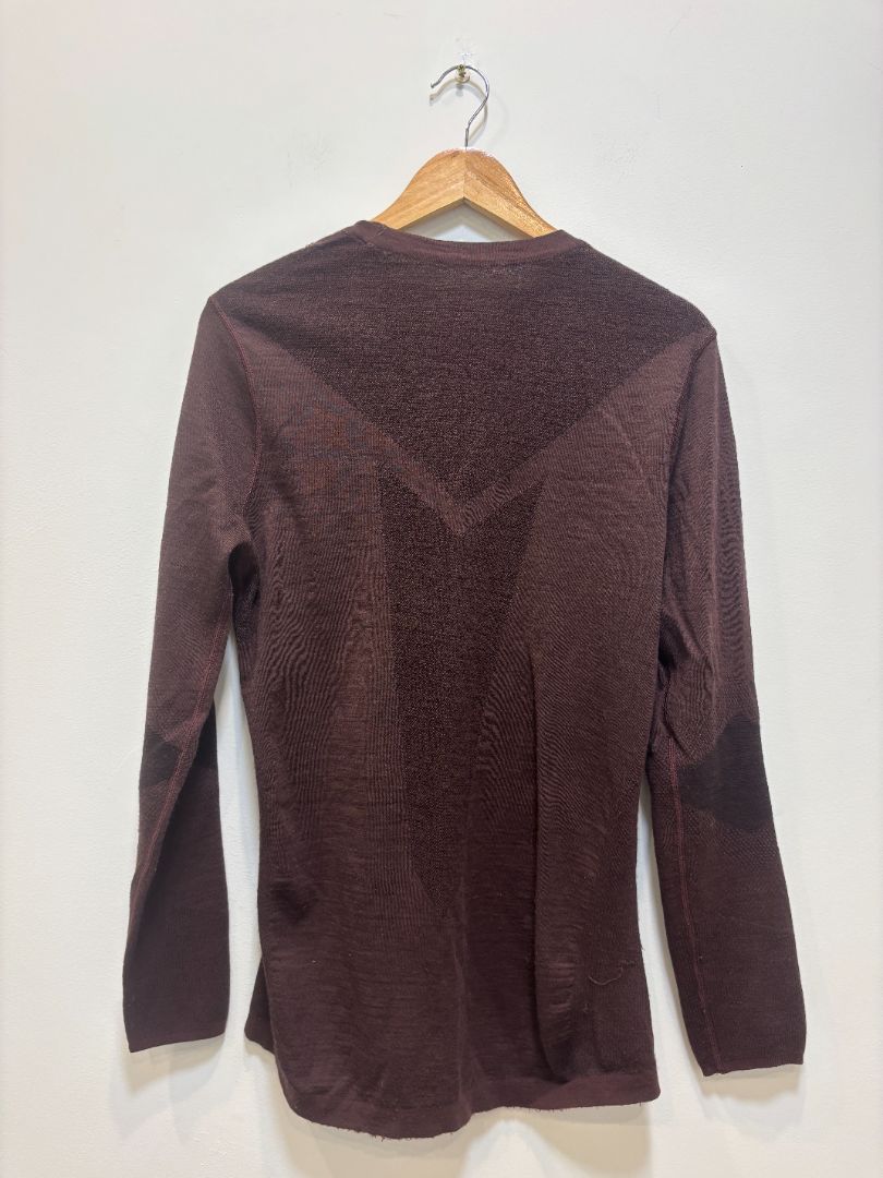 Maroon Smartwool Merino Base Layer Top, Men’s Medium