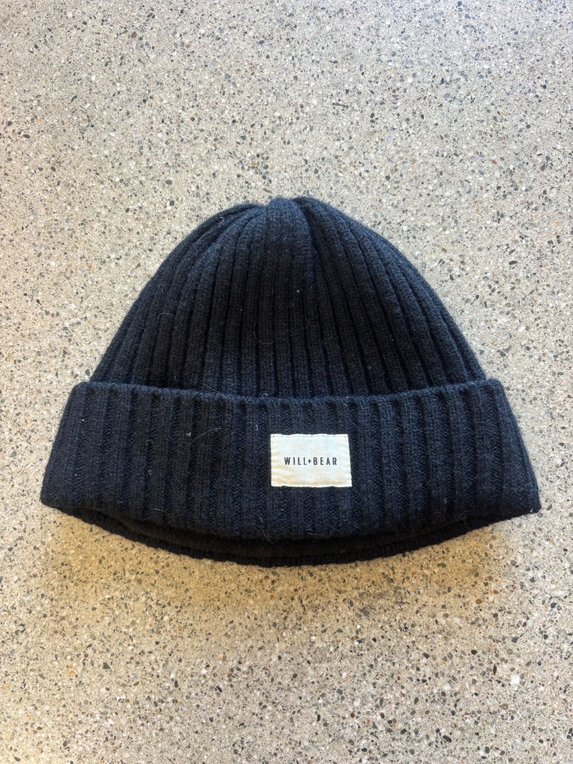 Black Will + Bear Wool Beanie, One Size